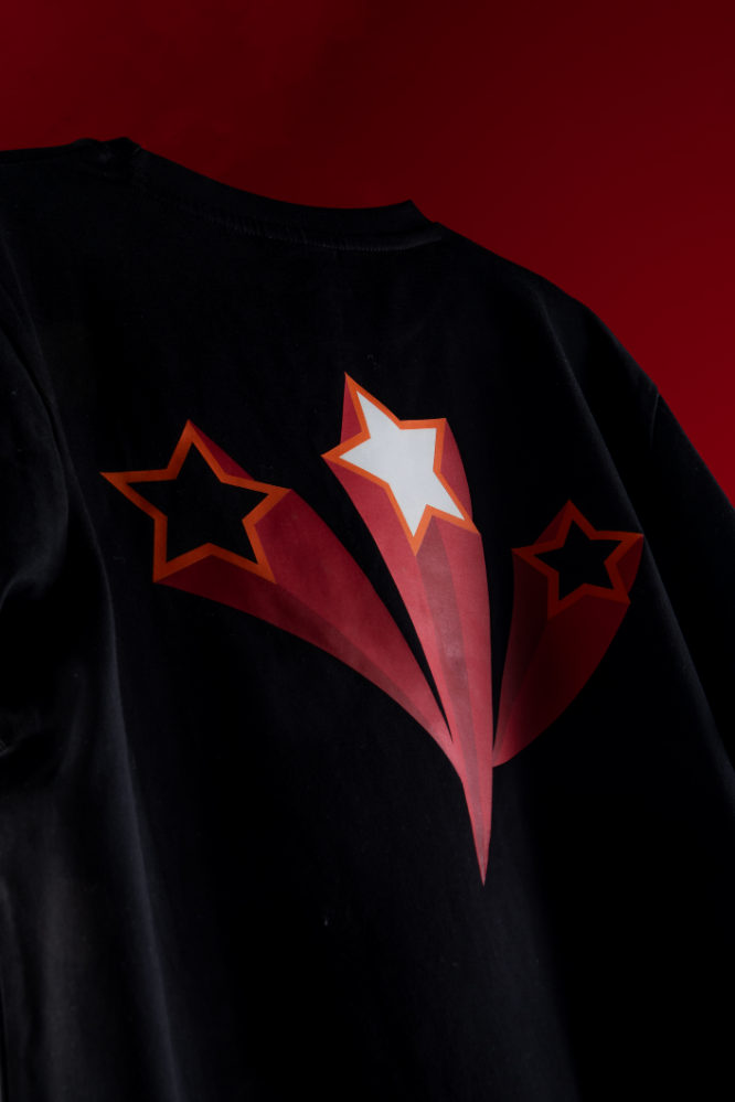 TriStar Black Round Neck T Shirt